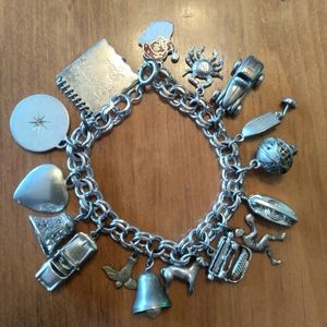Vintage Sterling Silver Charm Bracelet 1950s